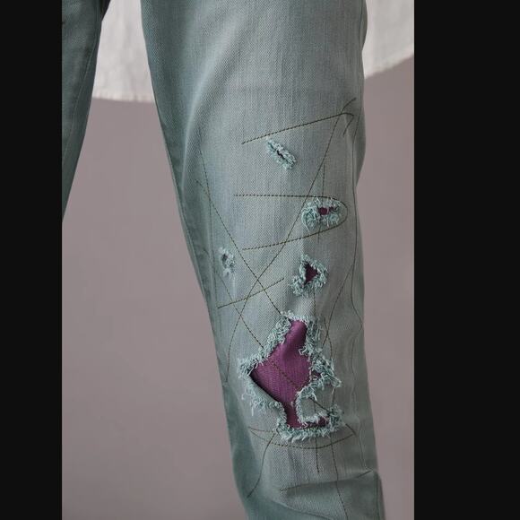 Anthropologie Patches Slim Boyfriend Jeans - New - 27 Waist - Picture 4 of 7